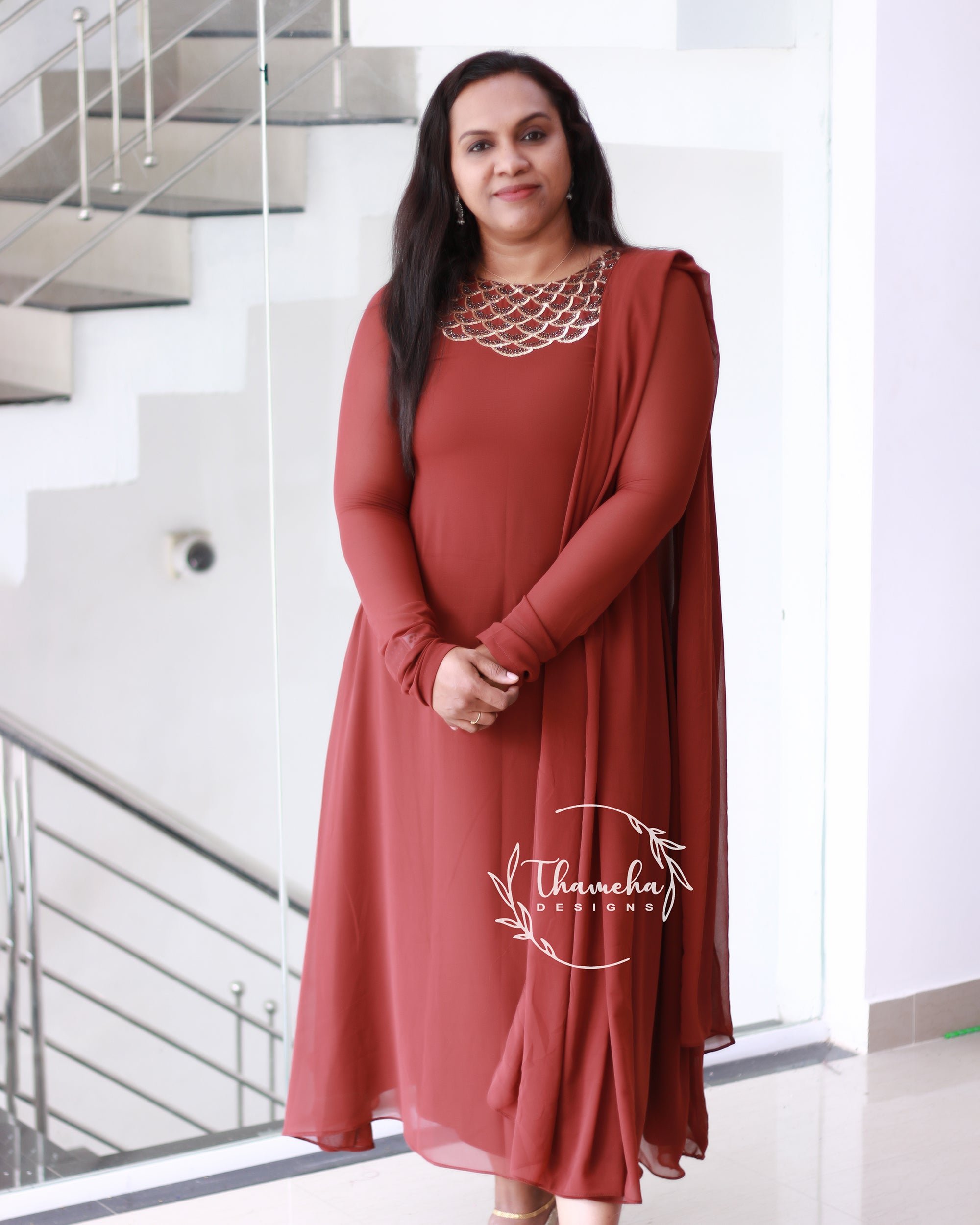 Georgette handworked kurthi - TD2511