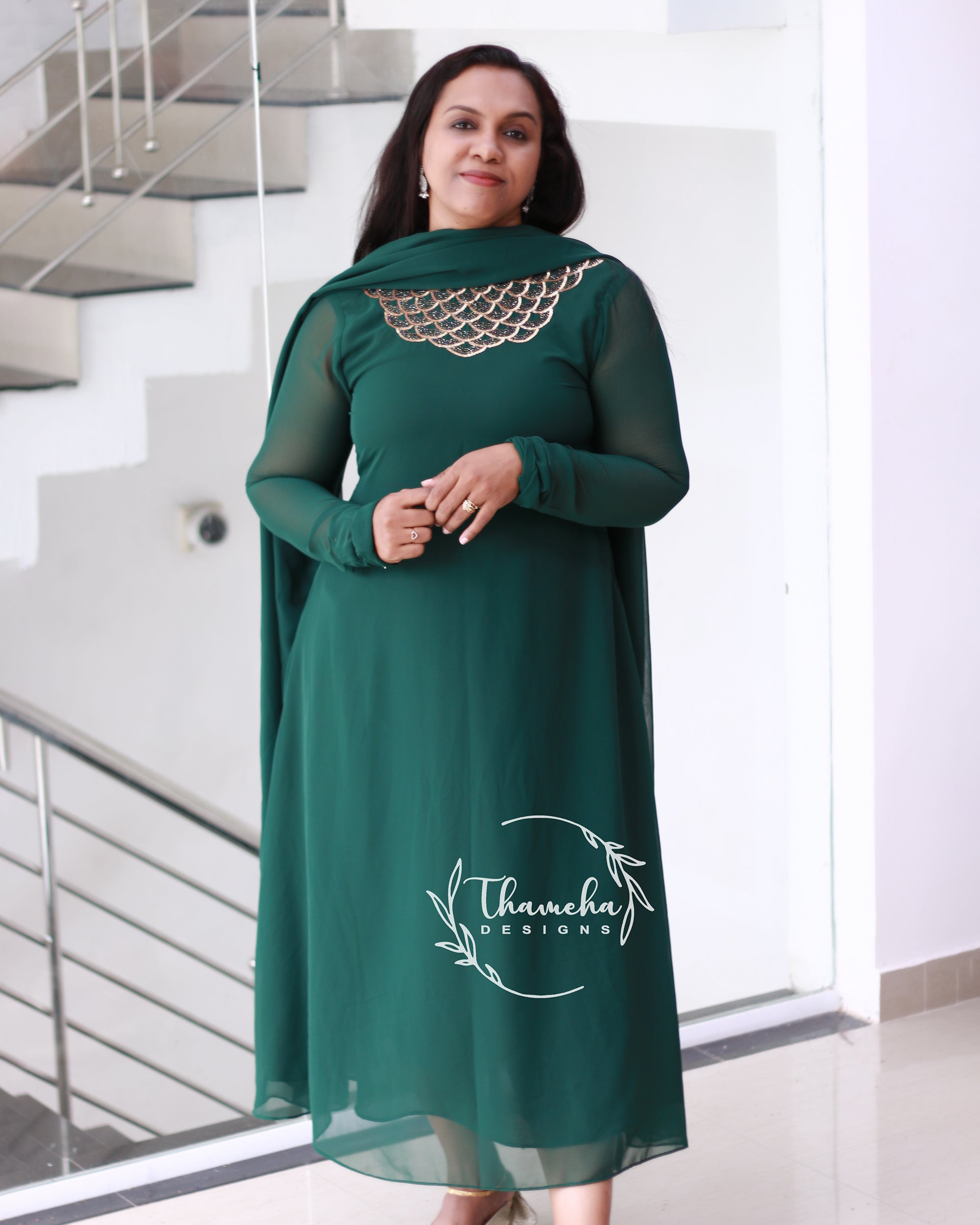 Georgette handworked kurthi - TD2511