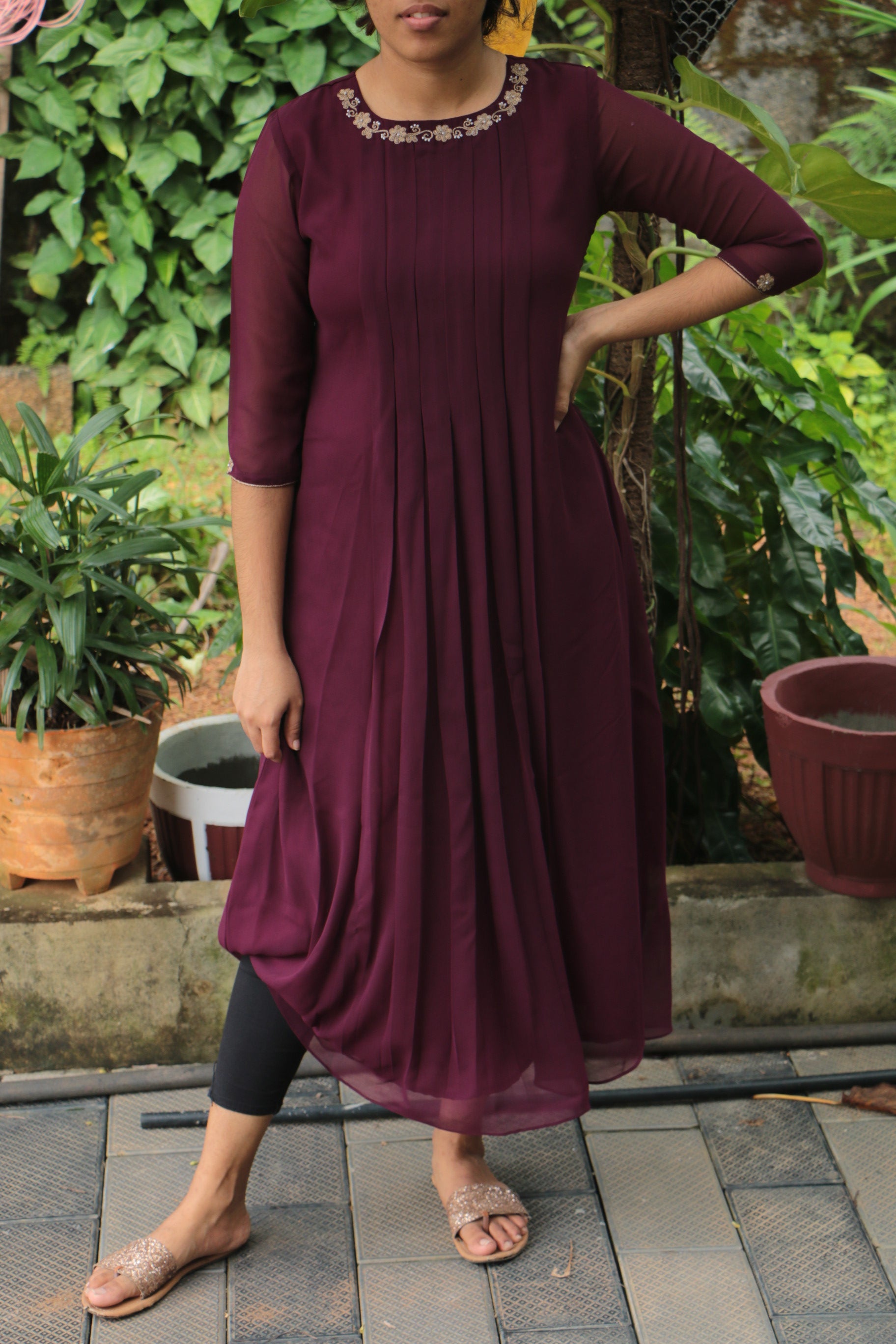 Striped A Line Kurti For Everyday Work – Bhoomi Handicrafts